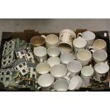 Dylan Thomas ceramic wall frieze, Coronation mugs, pair of Brass Pheasant models etc
