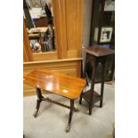 Vintage Oak Plant Stand and Mahogany Occasional Tabel with Lion Feet on Castors