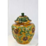 Large hand painted floral pattern Earthenware Ginger Jar with lid