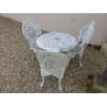 Painted Metal garden table with three chairs