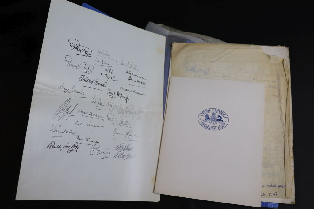 Folder with group of Signatures from the Royal General Theatrical Fund 1968 to include; Alec