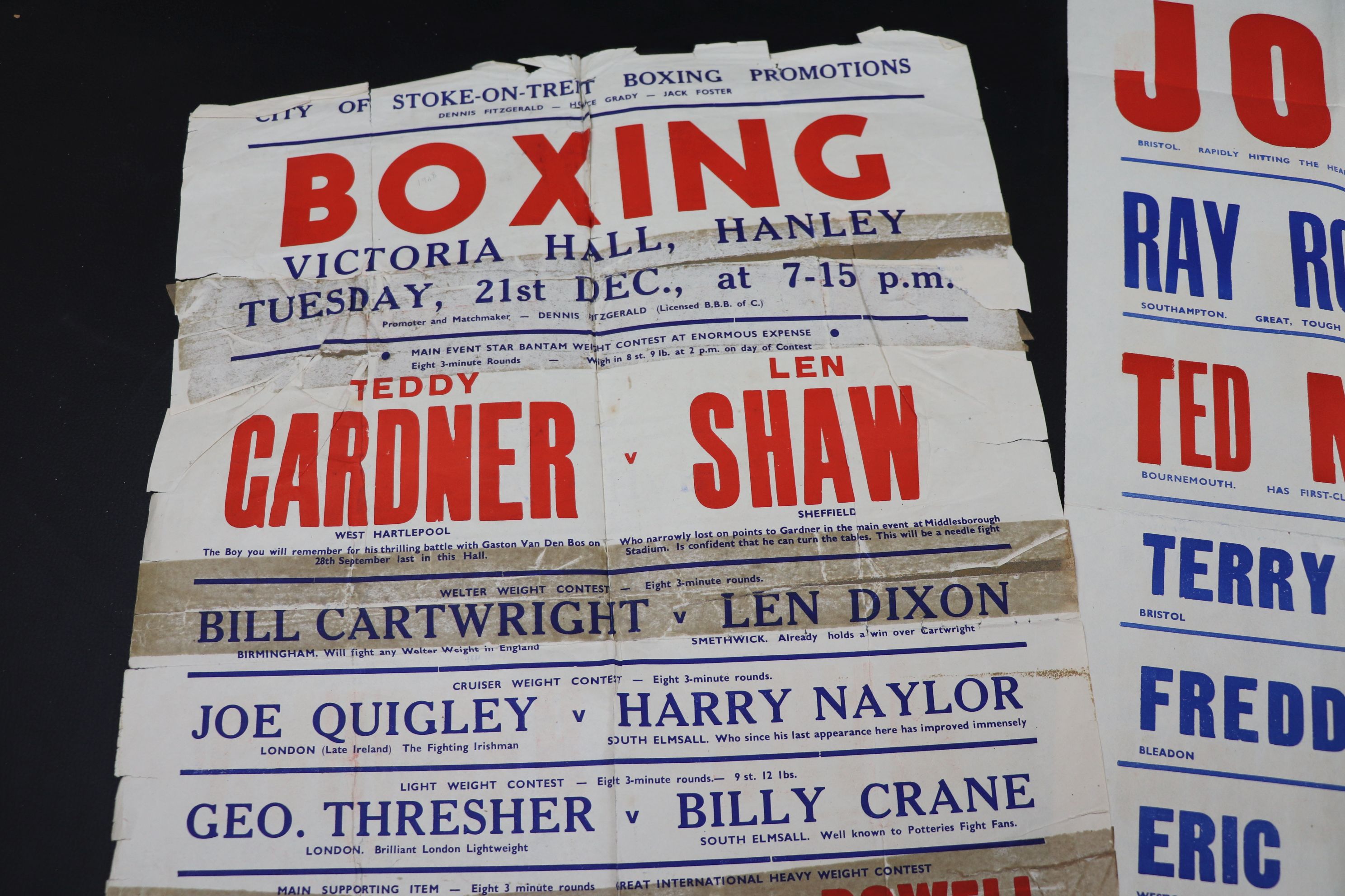 Boxing - Promotional posters x2, Winter Gardens Pavilion, Weston-Super-Mare 9 Jun 1952 & Victoria - Image 3 of 3