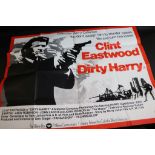 Film Poster - Dirty Harry starring Clint Eastwood UK quad poster, Warner Brothers, folded, gd