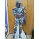Star Wars Autograph - Large free standing cardboard Boba Fett promotional stand from 1995 signed