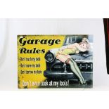 Metal "Garage Rules" erotic sign
