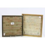 Two framed & glazed 19th Century samplers