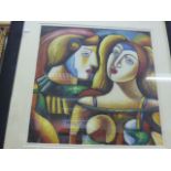 Modern school oil painting portrait of masquerade figures