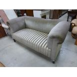 Late 19th / Early 20th century Two Seater Chesterfield Style Sofa with Rolled Arms and Grey and