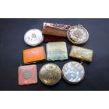 Assorted vintage compacts to include enamelled, silver plated, Art Deco enamelled cigarette case