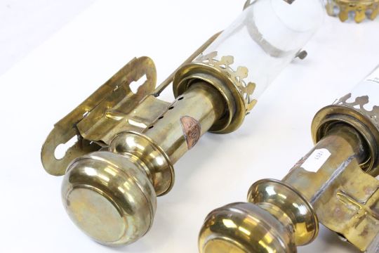 Three Brass GWR carriage lamps with glass shades - Image 2 of 3