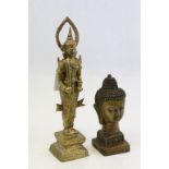 Oriental Buddha Head and Standing Buddha