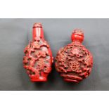 Two cinnabar lacquer snuff bottles