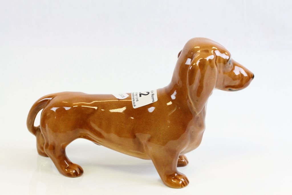 Beswick ceramic models of a Dachshund and a champion Afghan Hound, with rubbed marks to foot - Image 5 of 7