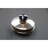 Silver box with pin cushion in the form of a crown to the lid