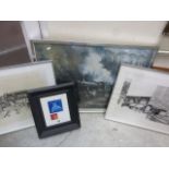 Three signed framed & glazed prints to include Don Breckon "Manor at Brownqueen" train print and two