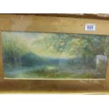 H Wilkinson gilt framed watercolour of a figure on a barge in a rural river scene