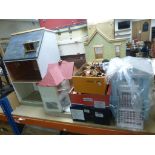 Collection of vintage Doll's house furniture and Houses