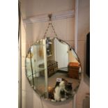 Art Deco Circular Mirror with Shaped Bevelled Edge