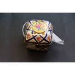 Continental handpainted 20th century Limoge trinket box containing four miniature scent bottles,