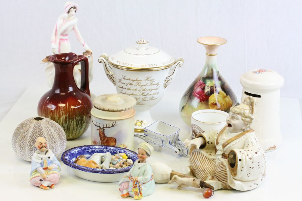 Box of mixed ceramics to include; Royal Doulton Daisy figurine HN3804, Royal Worcester vase with