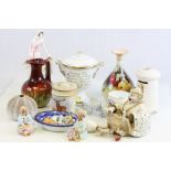 Box of mixed ceramics to include; Royal Doulton Daisy figurine HN3804, Royal Worcester vase with