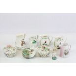 Small collection of vintage ceramics to include jugs and a Staffordshire bird's nest spill vase