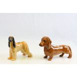 Beswick ceramic models of a Dachshund and a champion Afghan Hound, with rubbed marks to foot