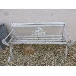Cast Iron Garden Bench with Twist Arms and Wooden Slats