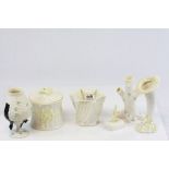 Six pieces of 80's/90's Belleek porcelain