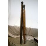 Two large Wood & Brass tripods