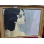 Mid 20th Century oil on board portrait of a woman