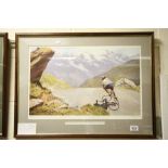 Framed & glazed Pat Cleary limited edition Cycling print depicting Claudio Chiappucci 1992