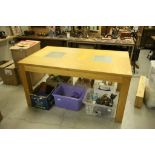 Contemporary Pale Oak Extending Rectangular Dining Table with Two Glass Panels inset to top and