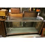 Early 20th century Oak Framed Glass Shop Display Counter with two glass shelves, 178cms long x 58cms