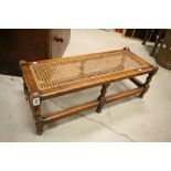 Victorian double width oak and bergere foot stool