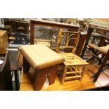 Vintage Child's Bamboo Chair and a Small Pine Stool