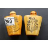 Two erotic bone snuff bottles