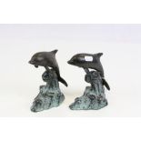 Pair of Bronze Dolphin Figures