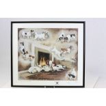 Framed & glazed Limited edition print of Jack Russell dogs, pencil signed in the margin "Louise