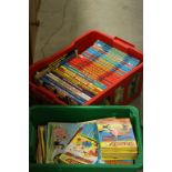 Two boxes of vintage children's Annuals and Comics, mainly Beano & Dandy