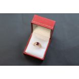 Garnet and white sapphire 14ct rose gold ring