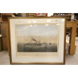 Framed and Glazed Coloured Engraving ' In Commemoration of the Establishment of the Steam Navigation