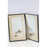 Pair of framed & glazed Watercolours of Coastal scenes & signed by the Artist