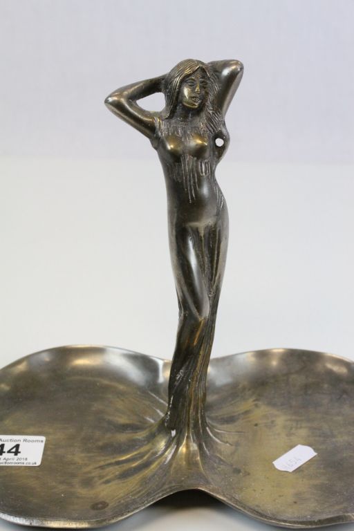 Art Nouveau style metal tray with female figure to centre - Image 2 of 3