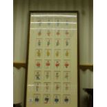 Thirty Two Framed, Glazed and Mounted Wills Happy Family Cigarette Cards showing the products made