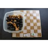 Onyx Chess board with set of wooden Chess pieces