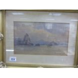 Gilt framed 19th Century watercolour of a steam ship on a coastline signed and dated 1859