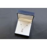 Diamond 9ct white gold pendant necklace on gold chain