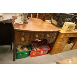 Regency Mahogany Bow Fronted Sideboard with single drawer flanked by Two Deep Drawers above a shaped