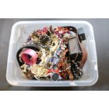 Large box of mixed costume jewellery